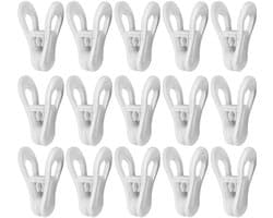 25 stuks- wasknijpers-wasknijpers kunststof -wasknijpers groot-wasknijpers plastic -Droogrek Knijpers -Knijpers-Binnen en Buiten-Strandlaken Knijpers - Badlaken Clips -Voor Handdoeken, Hoed, Jurken,Badhanddoek-Winddicht-Anti Slip-Wit-7cm