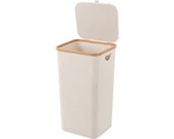 Wasmand met Deksel – Opvouwbare Wasmand – Wasbox 100L – Wassorteerder met Binnenzak – Beige – Voor Badkamer, Slaapkamer en Wasruimte
