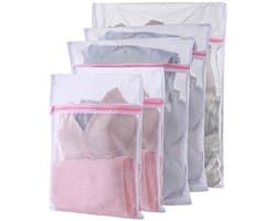 Wasnet 5 Stuks - Fijnmazig Beschermnet - Waszakken met Ritssluiting - Opvouwbaar - Polyester - 3 Maten (30x40 cm, 40x50 cm, 60x60 cm) - Waszak