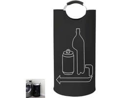 Verzamelbak voor lege flessen - Opbergzakken van Oxford-stof - Wasmand - 115L verzamelbak voor statiegeldflessen - voor voorraadkast, garage, thuiskantoor, camping, picknick, kofferbak - 83.5×43.5cm - zwart