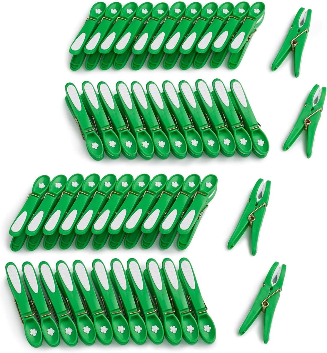 Wasknijpers Bloem, Extra Sterk, 48 Stuks, klassiek groen-wit | Made in France, UV- en weerbestendig, zachte grip zonder afdrukken, ook voor strandhanddoeken, voor binnen en buiten — afbeelding 1