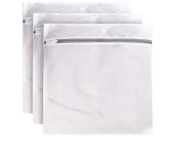 Thijox - 3-delige set wasnetten voor wasmachines, waszakken met ritssluiting, 50 x 60 cm, polyester, wit gaas, ideaal voor ondergoed, blouses, beddeng