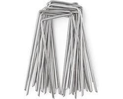 Stabiele Grondankers voor Tuin en Gras, 20 Stuks U-vormige Metalen Haringen van 2.5 mm x 100 mm, Ideaal voor Tuinbedekking en Onkruiddoek