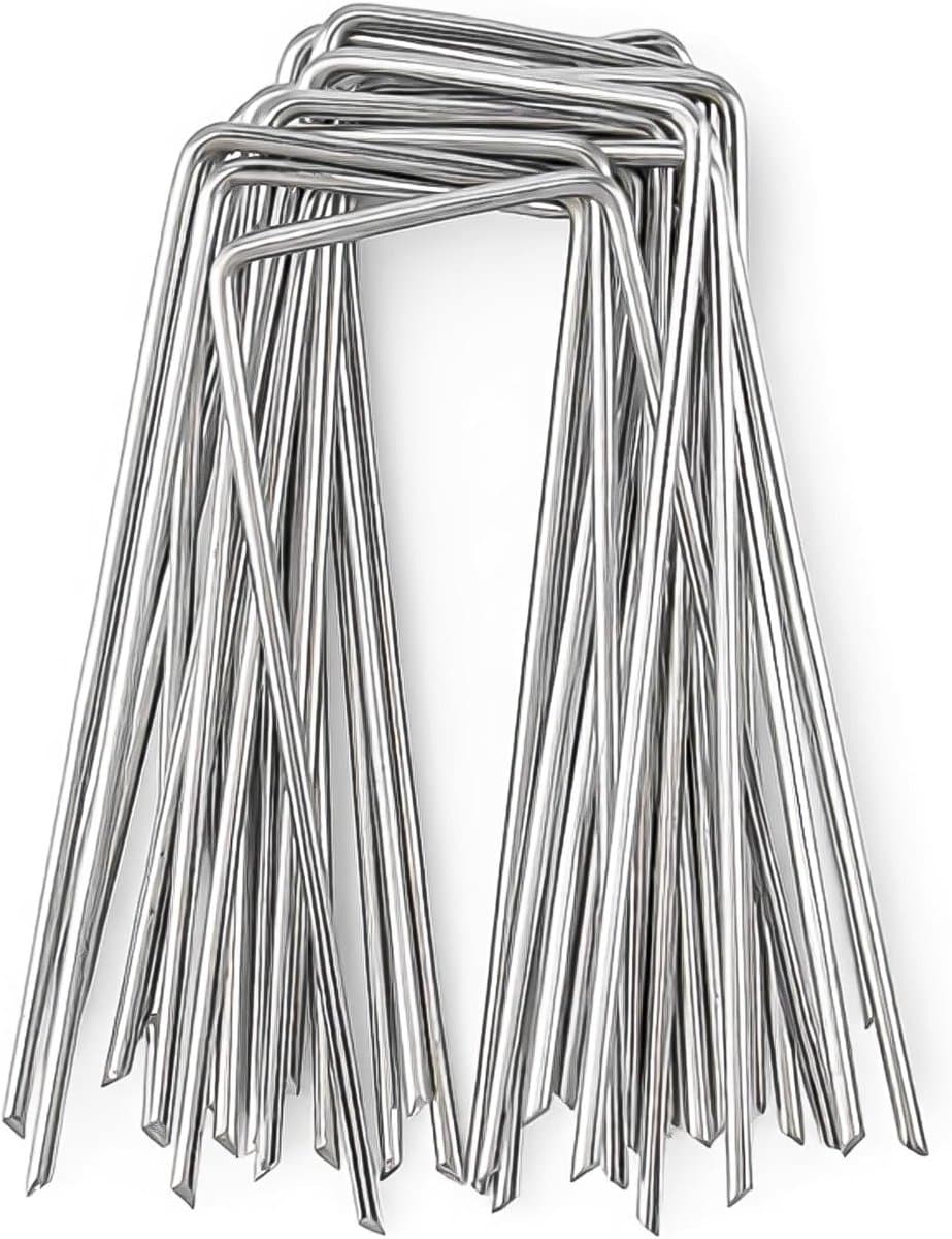 Stabiele Grondankers voor Tuin en Gras, 20 Stuks U-vormige Metalen Haringen van 2.5 mm x 100 mm, Ideaal voor Tuinbedekking en Onkruiddoek — afbeelding 1