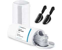 Dailygoods- Schoenenwaszak 2Pcs - Waszak voor Sneakers - Waszak met Verstelbare Schoenspanners - Herbruikbare Waszak - Waszak met Verborgen Ritssluiting - Wit