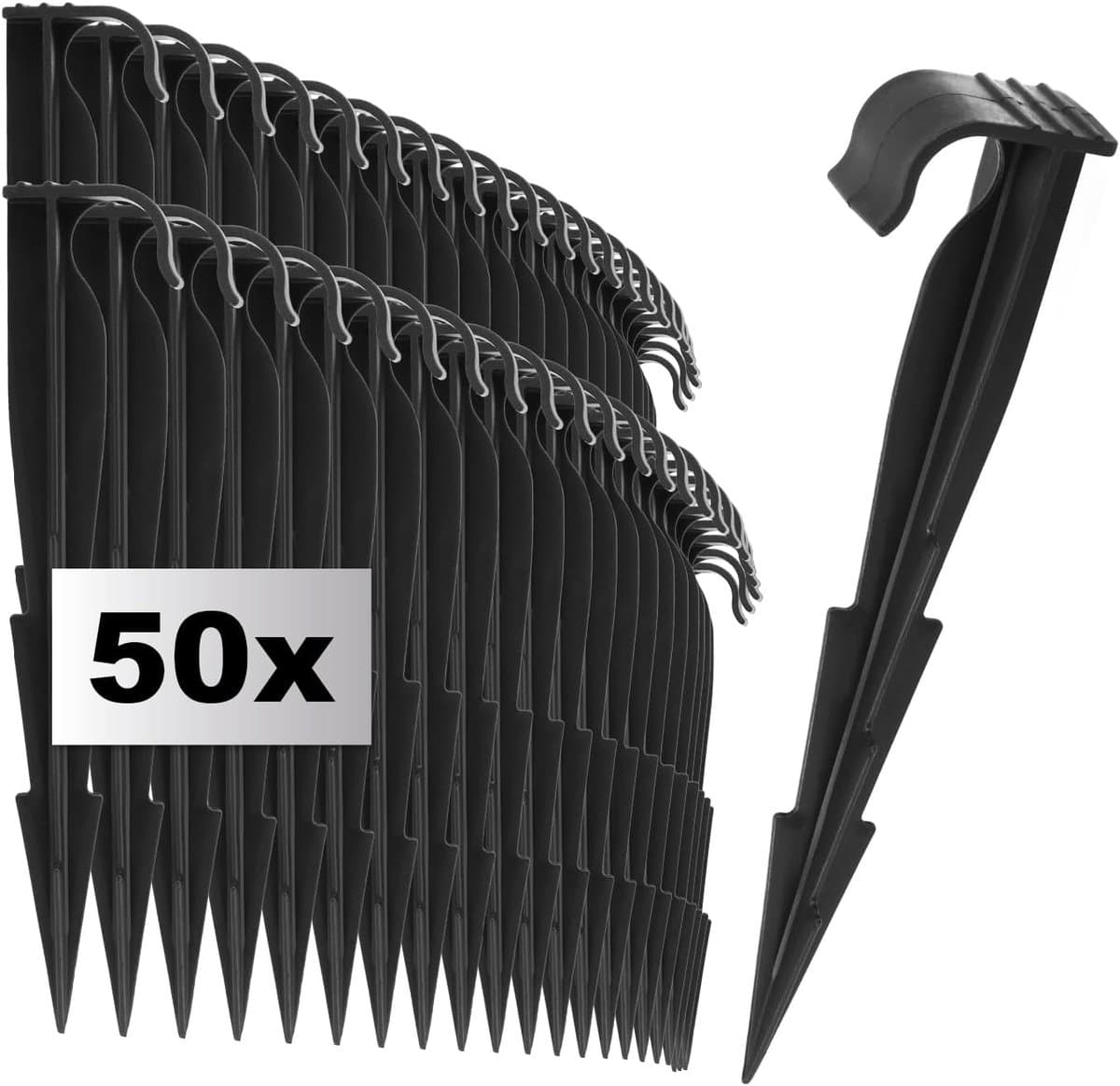 com-four® 50x bevestigingshaken voor irrigatiebuizen, Plastic grondankers - ShopVlot — afbeelding 1