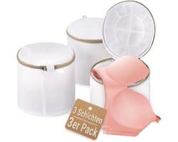 Wasnetjes met ritssluiting - Wit - 17 x 17 x 17 cm - Polyester Waszakken voor Ondergoed - 3 Stuks