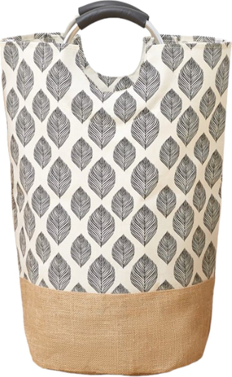 Bera L. Wasmand - Opvouwbaar - Inklapbaar - 31x59 cm - Met IJzeren Pijpenrek - Stevig - Ruimtebesparend - Crème - Zwart — afbeelding 1