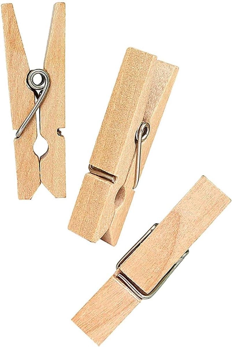 Houten Knijpers - Kleine Klemmen - Knutselen en Decoratie - Natuurlijk Hout - 100 Stuks - Natuurlijk — afbeelding 1
