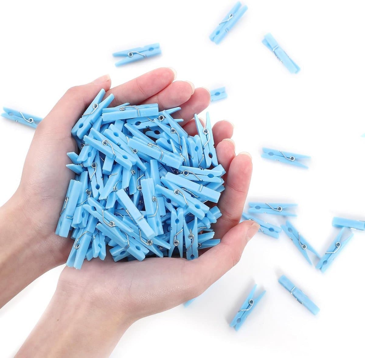 Kunststof Wasknijpers - Mini Clips - Feestdecoratie - Inclusief Opbergtas - 100 stuks - Blauw — afbeelding 1