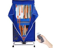 Elektrisch Wasrek - Draagbare Droger - Snelle Kledingdroging - Inclusief Afstandsbediening - 70x47x147 cm - Blauw