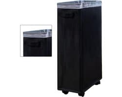 Wasmand Op Wielen - Opvouwbare Organizer - Kleding Sorteren - Compact Ontwerp - 58 cm Hoog - Zwart