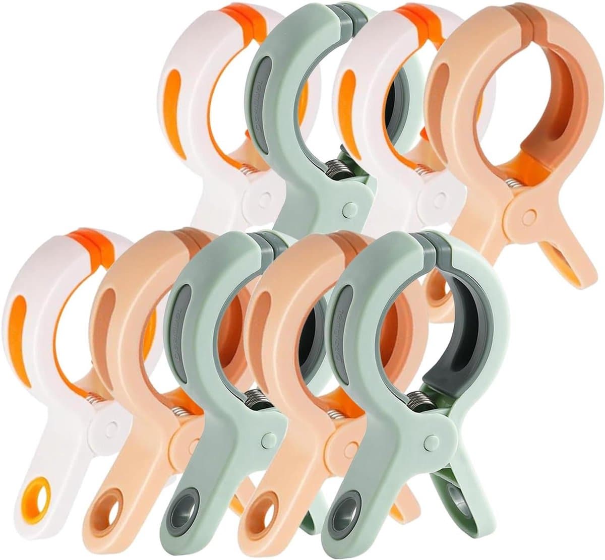 Grote Wasknijpers - Handdoekklemmen Strandklemmen - Wasgoed Droge - Winddicht Antislip - 9 stuks - Wit Groen Roze — afbeelding 1