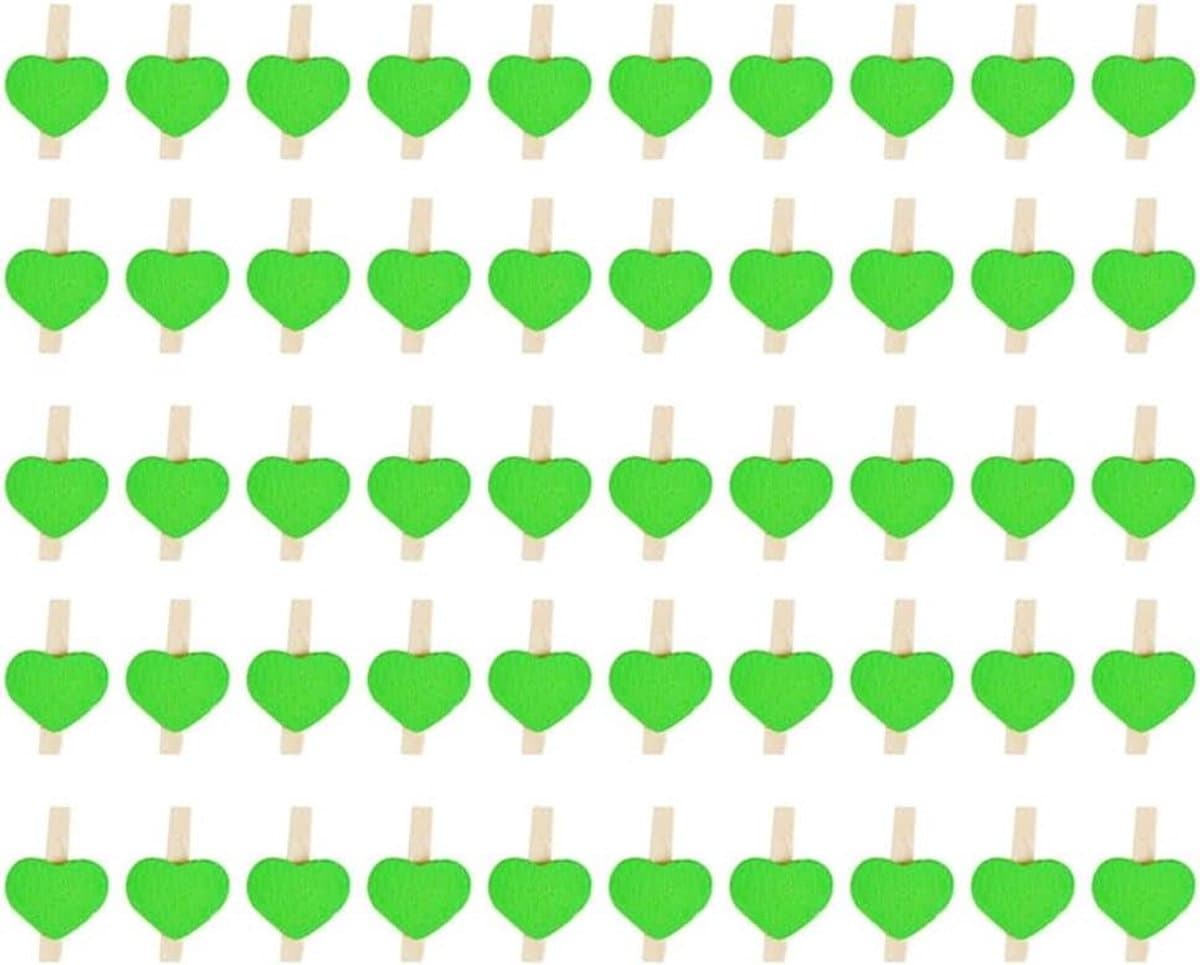 Mini Knijpers - Foto Clips - Decoratie Kaarten - Hartvormig Design - 50 Stuks - Groen — afbeelding 1