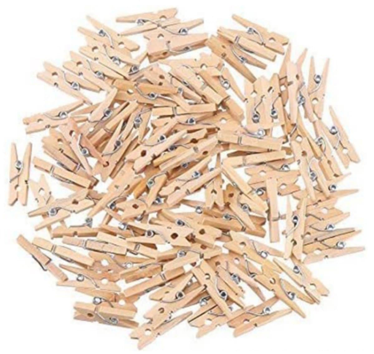 TOVBMUP 100 stuks natuurlijke kleine houten wasknijpers - decoratieve wasknijpers - mini natuurlijke decoratieve wasknijpers - voor doe-het-zelf - kleine houten wasknijpers voor foto's fotowand — afbeelding 1