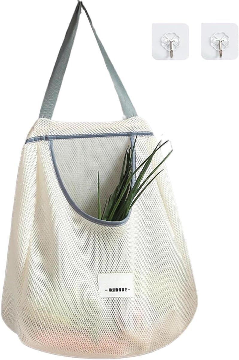 Mesh Groentezakken - Opbergnetten - Producten Organiseren - Verbeterd Ademend - 45x10x40cm - Grijs — afbeelding 1