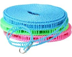 Kledinglijn met Haken - Waslijn Drooglijn - Kleding Drogen - Windproof Ontwerp - 10 Meter - Grijs