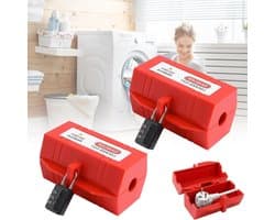2 stuks wasmachine-stekkerslot: afsluitbare kunststof beschermbox voor stroomstekkers met 2 wachtwoordsloten, veilig voor elektrische apparaten en kinderveiligheid