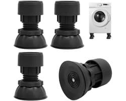 Dailygoods- Trillingsdemper 4 Stuks - Antivibratie Voetjes - Verstelbaar 10-12 cm - Draagkracht 200 kg - Duurzaam PP + TPU - Slipbescherming - Wasmachinevoetjes