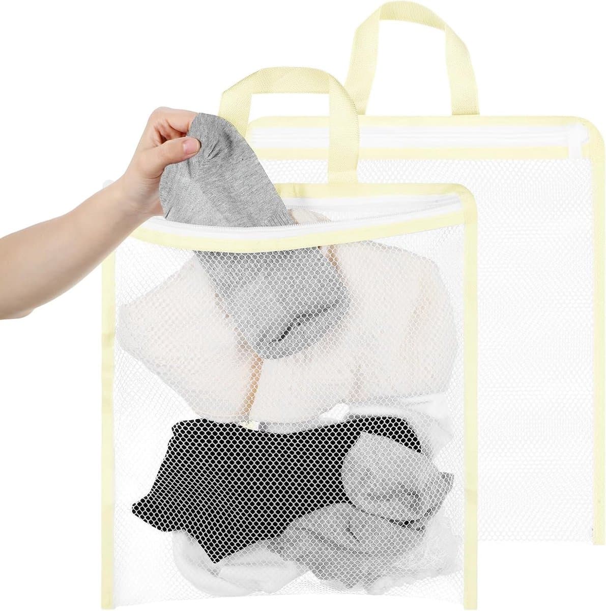 Hanging Waszakken Set van 2 - Kleine Mesh Waszakken voor Kleding, Delicate Lingerie en Sokken met Rits, 13 x 29 cm voor de Wasmachine — afbeelding 1