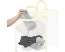 Hanging Waszakken Set van 2 - Kleine Mesh Waszakken voor Kleding, Delicate Lingerie en Sokken met Rits, 13 x 29 cm voor de Wasmachine