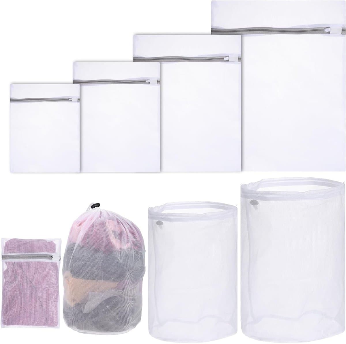 6 Stuks Waszakken van Gaas, 4 Netzakken met Rits en 2 Trekkoordzakken voor Ondergoed, Sokken en Kleding - Ideaal voor Thuis en Reizen — afbeelding 1