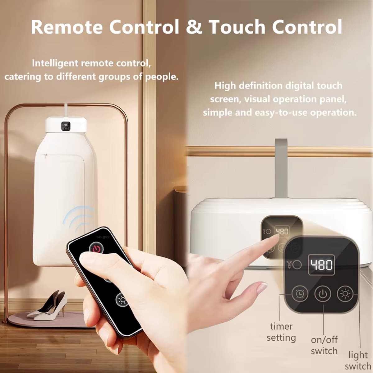 Draagbare Elektrische Kledingdroger – Opvouwbare Wasdroger met UV-Sterilisatie – Compacte Reisdroger voor Appartement, Reizen & Camping — afbeelding 1