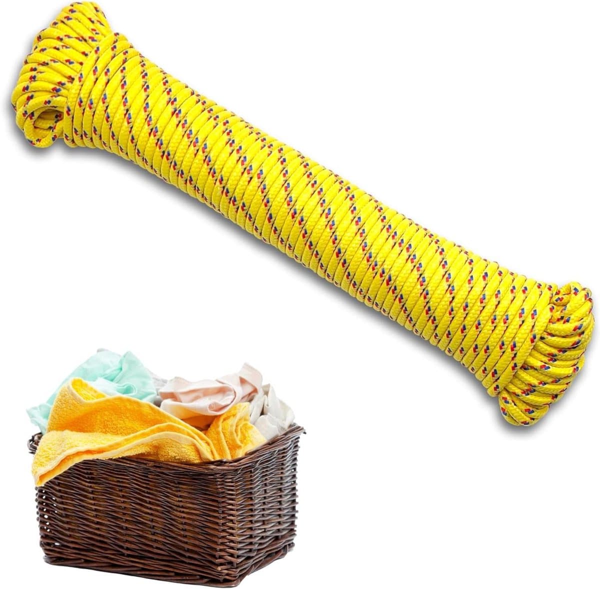 Kleurrijk Waslijntouw - Droogtouw Buiten - Kleding Drogen - Vuilafstotend Materiaal - 20 meter - Geel — afbeelding 1