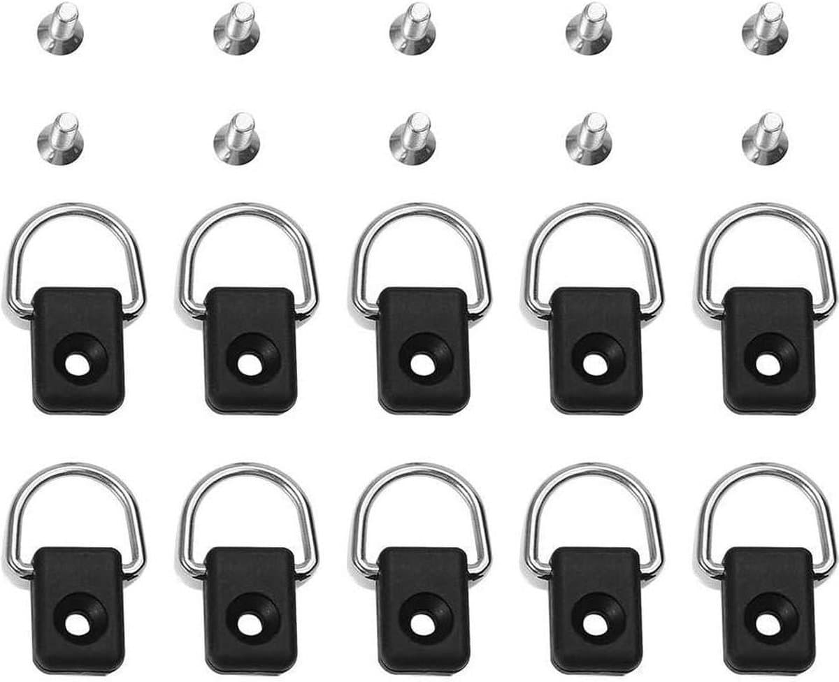 10 stuks zwarte ringen voor vissen - licht kanoën kajak vis D-ring - met M6-schroeven - voor Bungee Boot accessoires — afbeelding 1