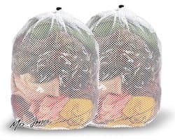 Mrs. Jones 2 stuks grote waszakken van gaas herbruikbare waszak met trekkoord voor op reis zware wasmachinetas voor kleding blouse-ondergoed (80 x 599 cm) .