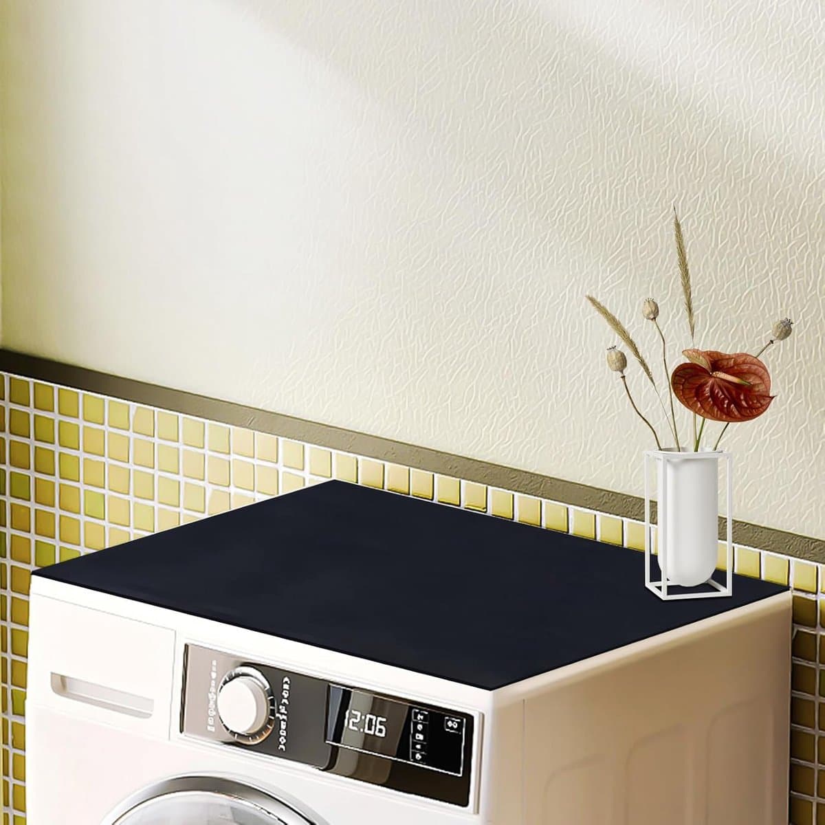 Antislip Wasmachinebeschermer - Zwarte Wasmachinehoes, 60 x 60 cm, Op Maat Snijbaar voor Wasmachine of Droger — afbeelding 1