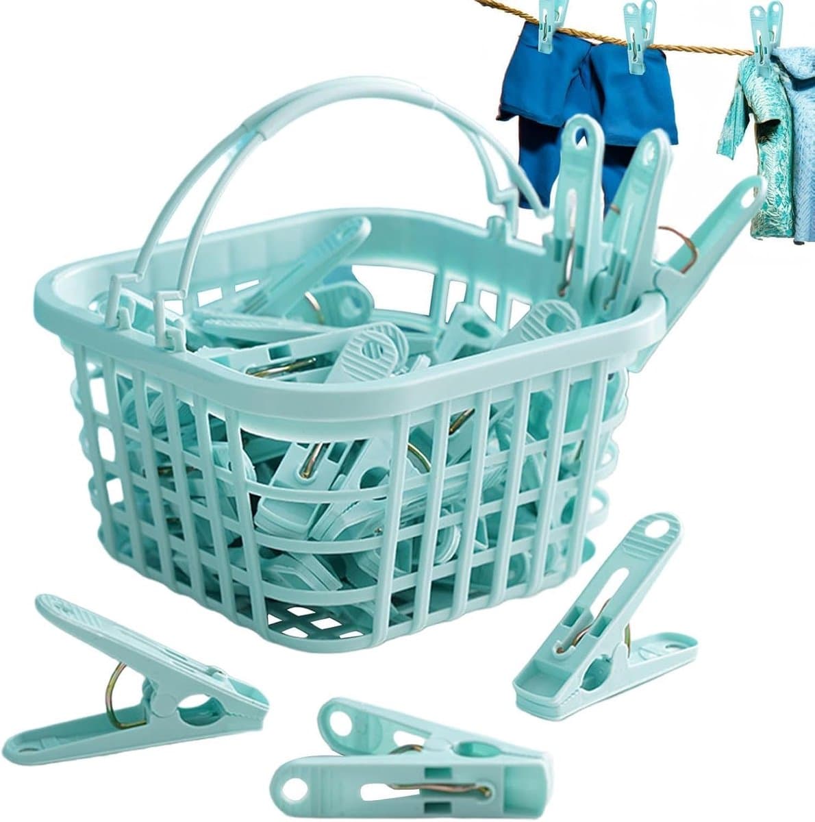 Waslijnklemmen - Kledingclips - Kleding Drogen - Winddicht Ontwerp - 30 Stuks - Blauw — afbeelding 1
