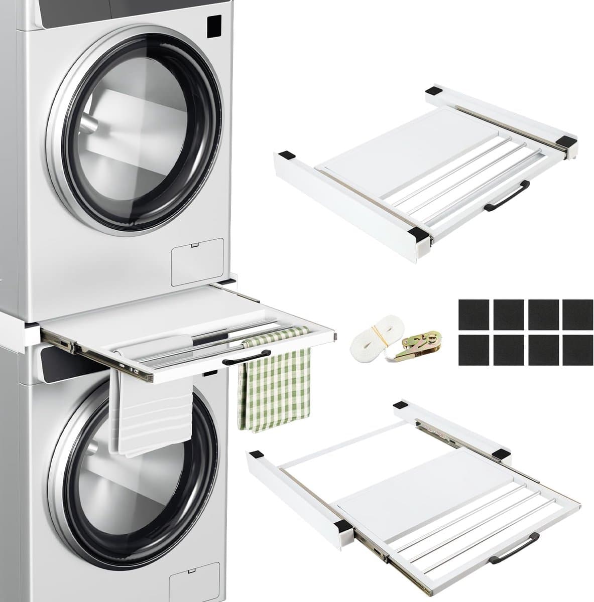 Tussenbouwframe - Verbindingsframe - Wasmachine Droger Stapelen - Met Uittrekbare Plank - Universeel — afbeelding 1