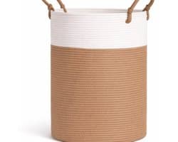 Wasmand Spieringstore - Gevlochten Katoen - Opbergmand Speelgoed - Handvatten - 35x50cm - Wit Camel