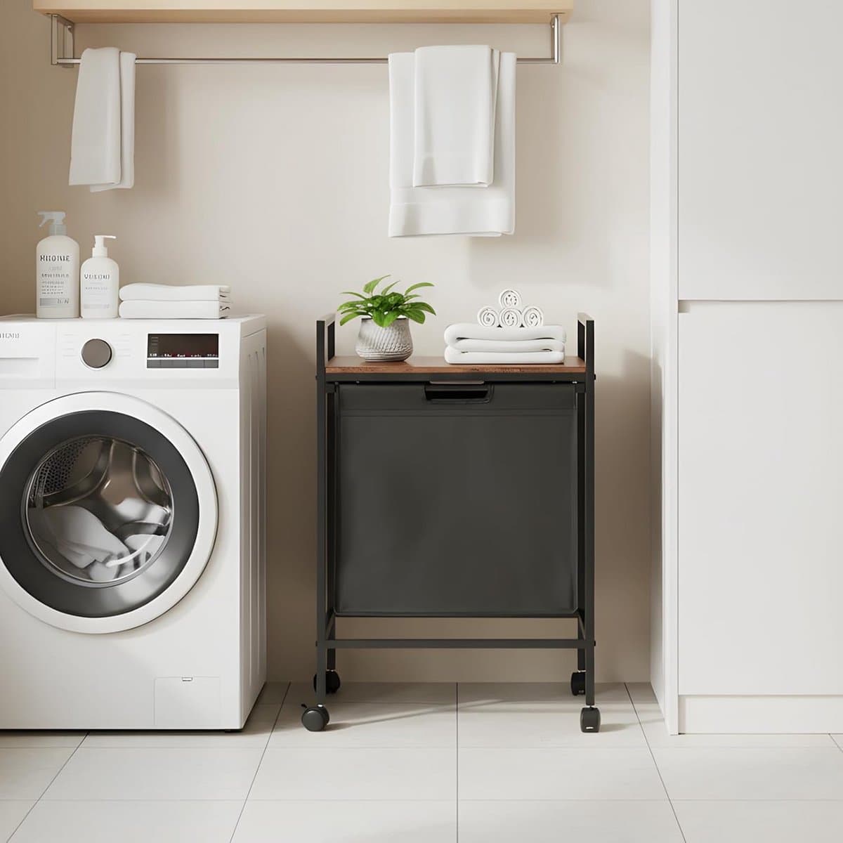 Wasmand met Legplank en Afneembare Waszakken - 55L — afbeelding 1