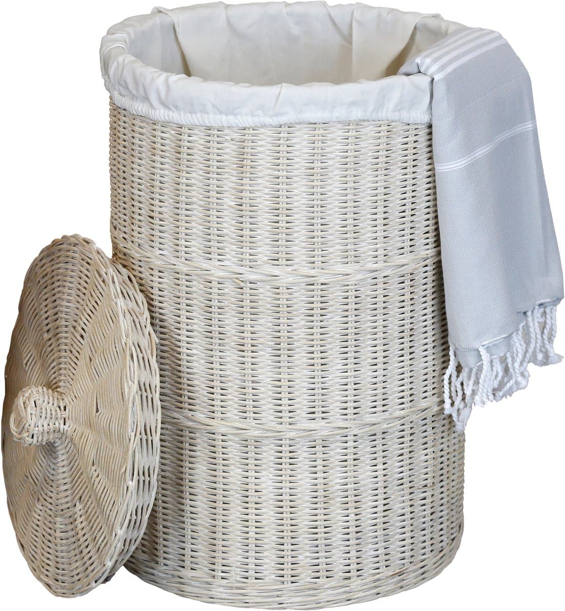 Wasmand met deksel – Rieten wasmand – 50 l – Opbergmand — afbeelding 1