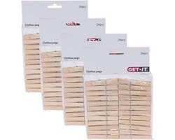 Wasknijpers naturel van hout - 96x stuks - 7,5 cm - Huishouding - De was doen - Was ophangen - wasgoedknijpers