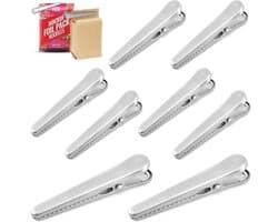 Ibenzoa® Set van 10 Roestvrijstalen Voedselclips voor Zakken in Diverse Maten, Zilver