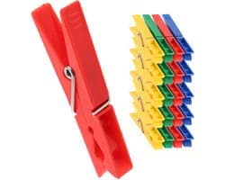 KADAX wasknijpers, 20 x knijpers van robuuste kunststof, kleurrijke sokklemmen, windbestendige klemmen voor binnen en buiten (groen-geel-rood-blauw)