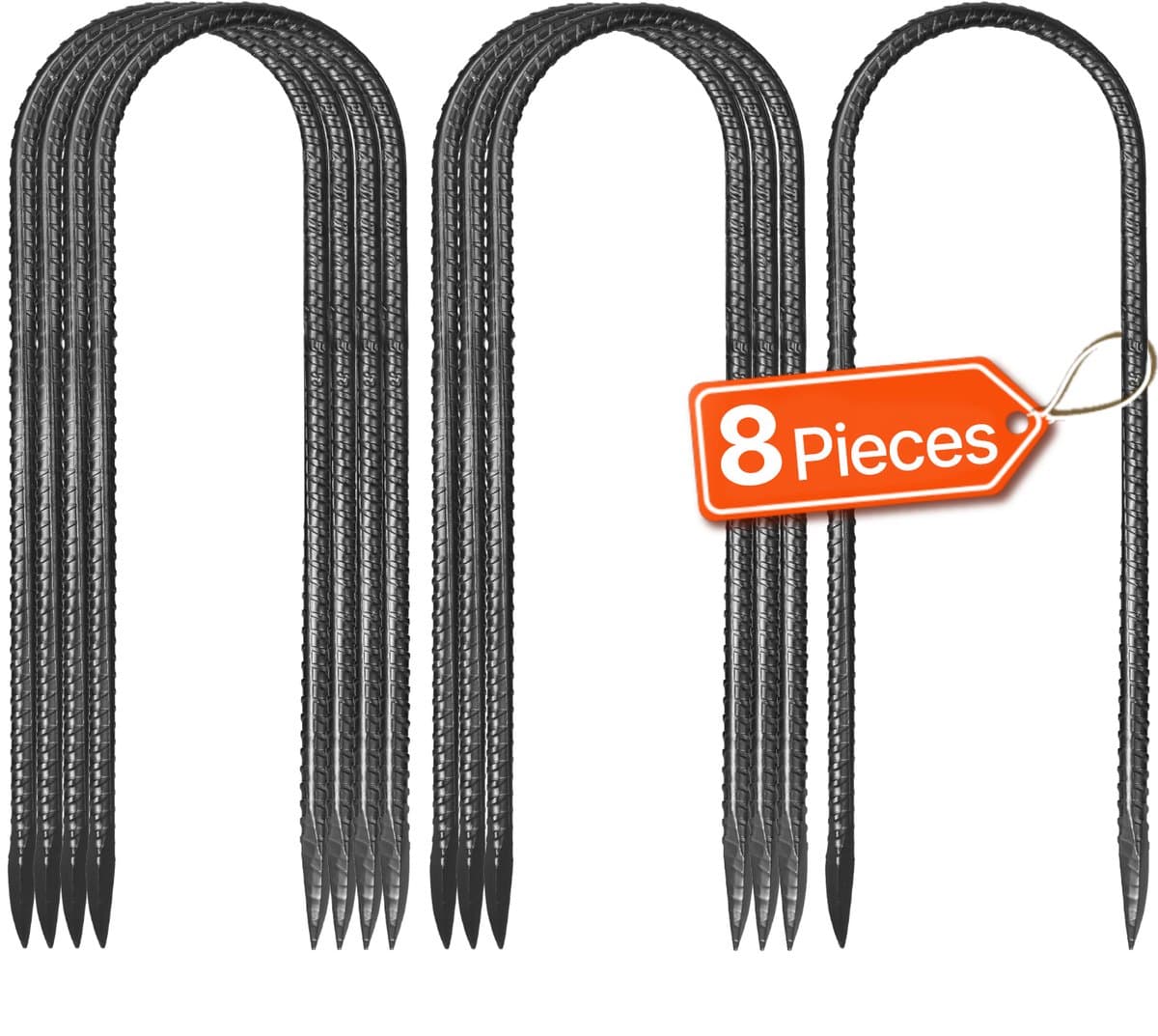 Grondanker, 304,8x82,04 Mm, U-Vorm met Een Diameter Van 8 Mm, Verzinkte Tentharingen, Grondankers, Grondnagels, Haringen, Geschikt voor Tenten, Luifels, Kamperen, Trampolines En Bloemenstandaards (8 Stuks) — afbeelding 1