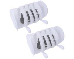 2 stuks schoenwaszakken - Alleen voor de wasmachine - Netstof schoenwaszak - Ophangbaar met rits - Geschikt voor het wassen van delicate kleding - Geschikt voor sportschoenen, ondergoed, sokken - Wit - 19 x 4 cm / 7,4 x 1,5 inch