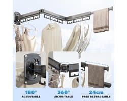Wasdroogrek, opvouwbaar wanddroogrek, ruimtebesparend wanddroogrek, draagbaar, ruimtebesparend droogrek voor balkon