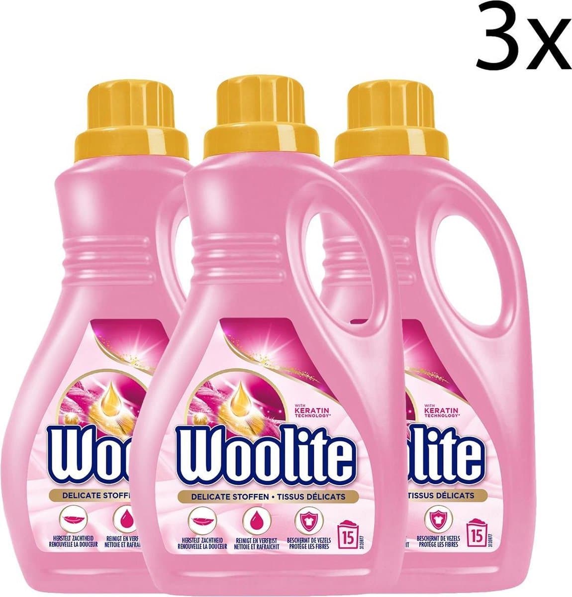 Woolite Wol & Zijde Wasmiddel met Keratine - 0,9 L x3 — afbeelding 1
