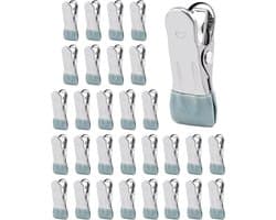 Allecta - Roestvrijstalen wasknijpers - 30 stuks - Antislipclips - Grijs - Voor sokken, schoenen, handdoek, voedselafdichting, foto's