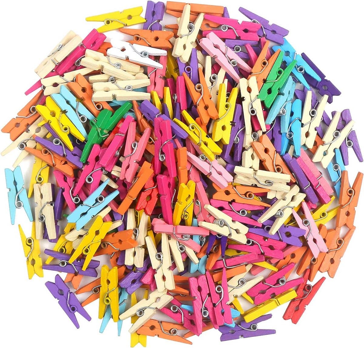 200 Stuks Mini Houten Wasknijpers - Gekleurde Kleine Houtjes voor Fotodagboek, Kaarten en Knutselprojecten — afbeelding 1