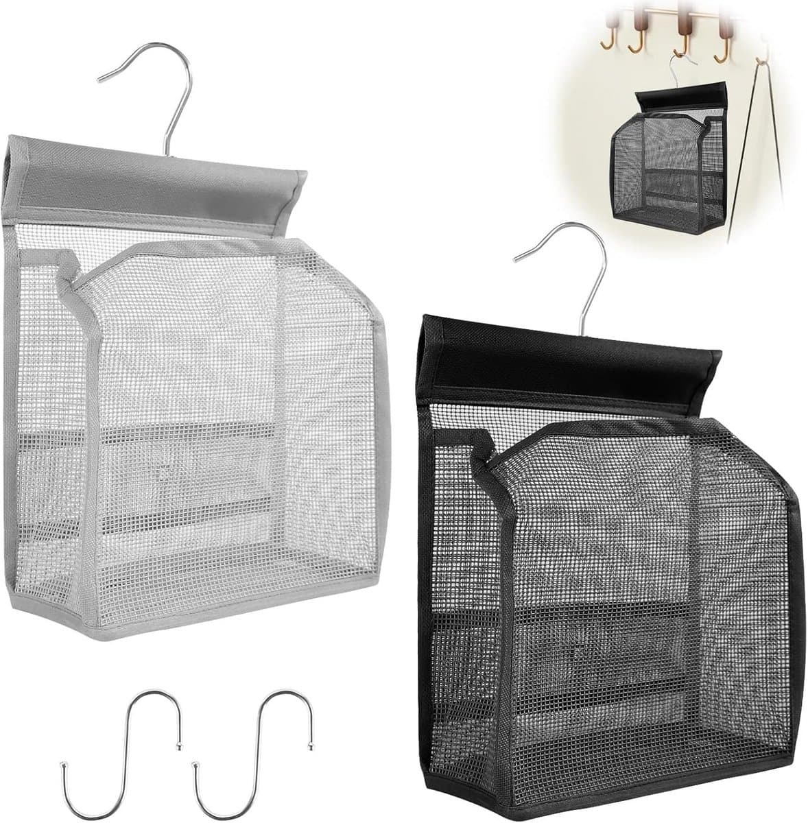 Wasnijper Zak Set (2 Stuks) met Ophanghaken - Herbruikbare Klemmenhouder voor Wasmachines en Reizen — afbeelding 1