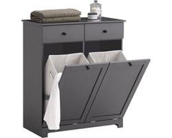 Linnenkast met 2 waszakken - Wasverzamelaar - Wasmand - MDF-constructie - Verwijderbare zakken - Flexibele opslag - 78 cm x 91 cm x 38 cm