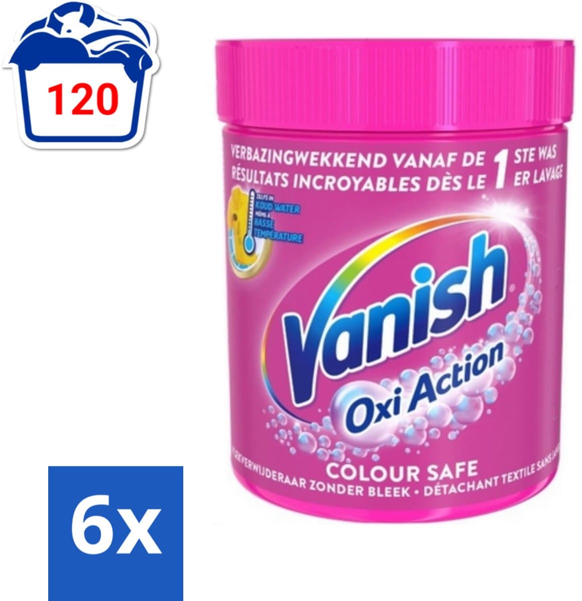 Vanish Oxi Action - Veilige Kleur - Vlekkenverwijderaar Poeder - Zonder Bleek - Gekleurde Was - 550 Gram - Voordeelverpakking - 6 stuks — afbeelding 1