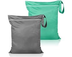Ibenzoa® Waterdichte Herbruikbare Organisator voor Kleding en Zwemspullen met Grote Capaciteit, 2 Stuks, Groen en Donkergrijs