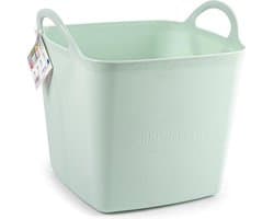 Plasticforte Kuip/emmer/wasmand - flexibel - lichtgroen - 43 liter - vierkant - kunststof - 40 x 40 x 44 cm